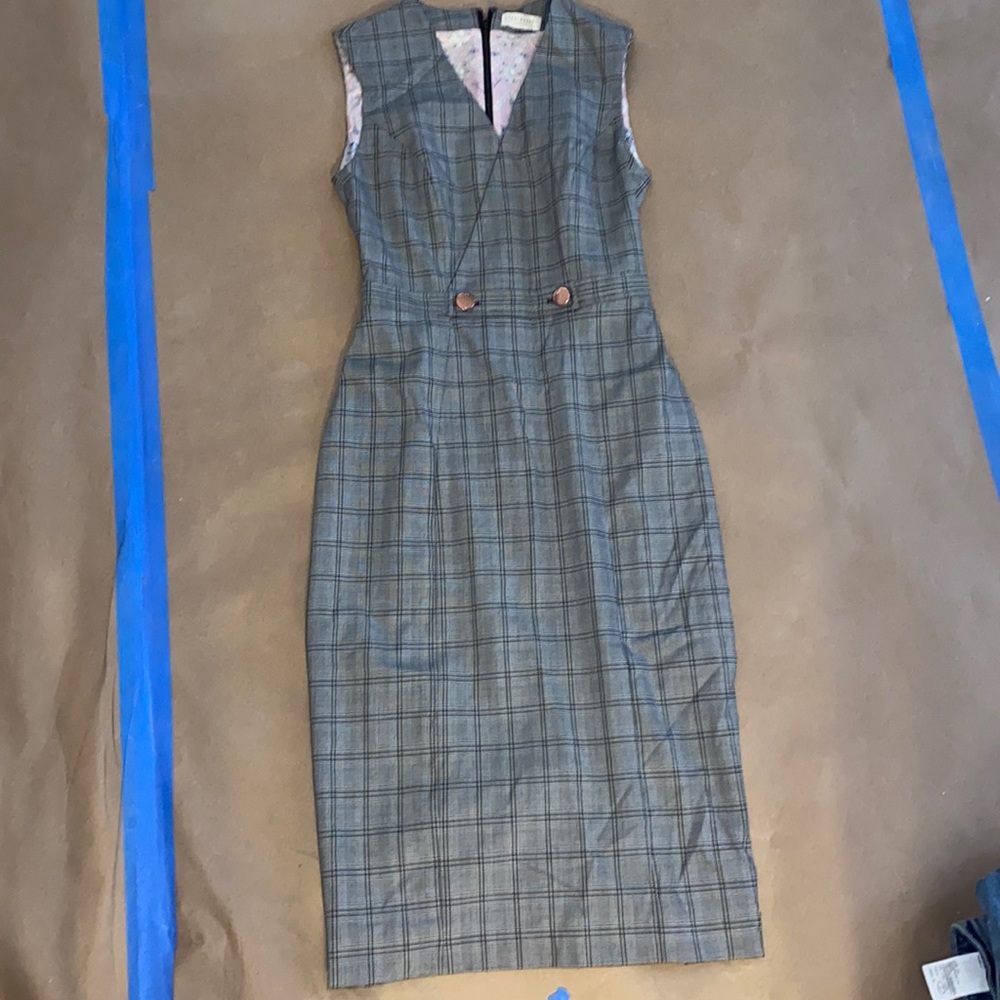 Ted baker plaid windowpane dress size 0 xs